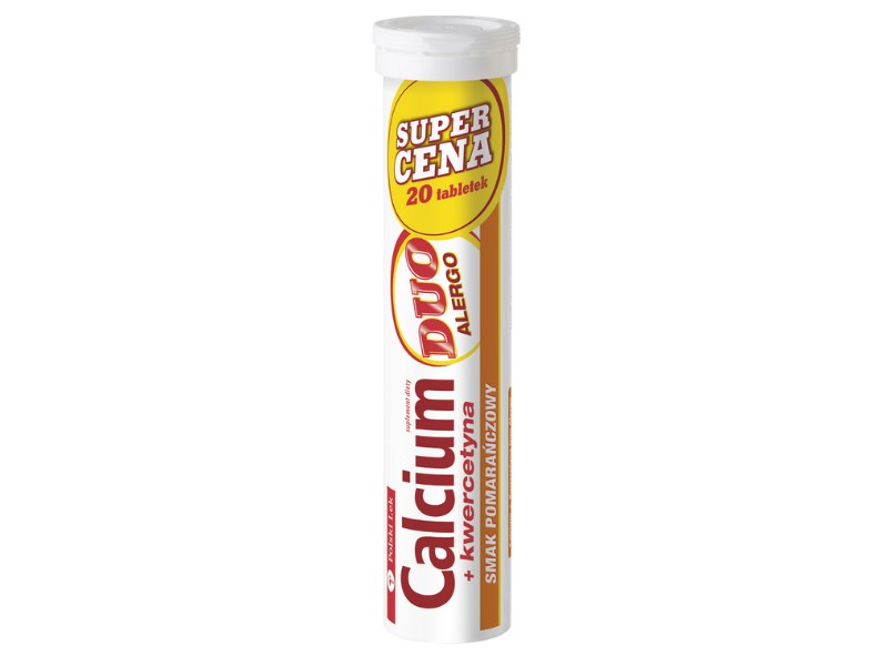 Calcium + kwercetyna Duo alergro, smak pomarańczowy, tabletki musujące, 20 tabl.
