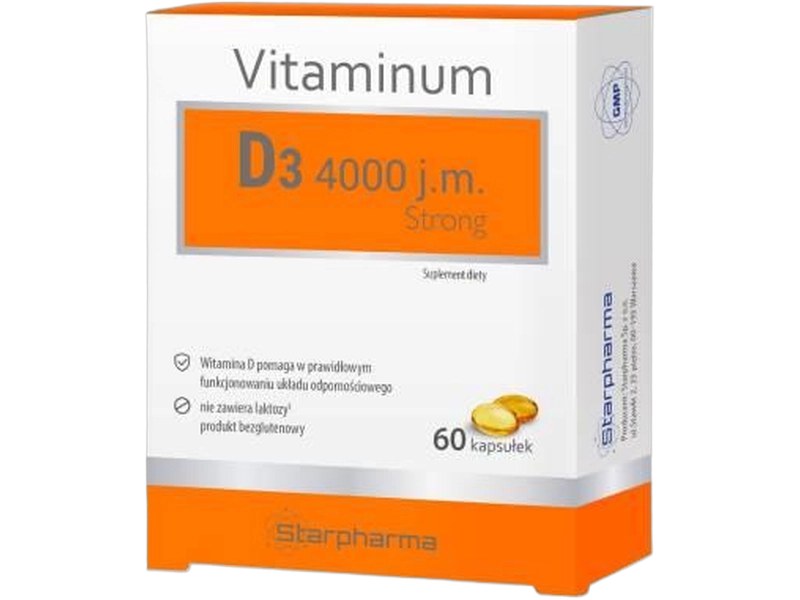Starpharma Vitaminum D3 Strong, kapsułki, 100 µg, 60 kaps.